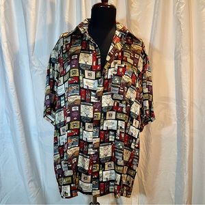 NICOLE MILLER 90’s Silk Shirt WINE LABEL Theme/Pattern Medium